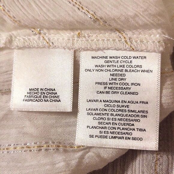 RACHEL Rachel Roy June Striped Top White & Gold V-neck Tie Front Ruffled XS New - Picture 5 of 8